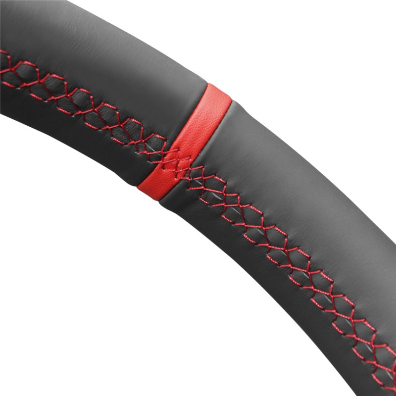 Loncky Car Custom Fit OEM Black Genuine Leather Suede Steering Wheel